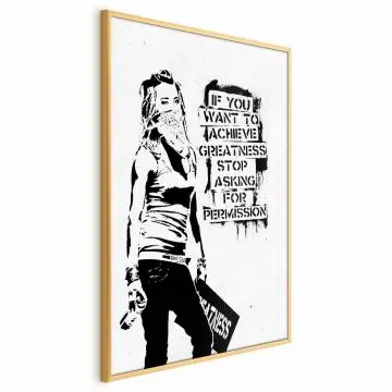 Plakat Dziewczyna z graffiti 29,7x42 cm z ramą złotą bez marginesu