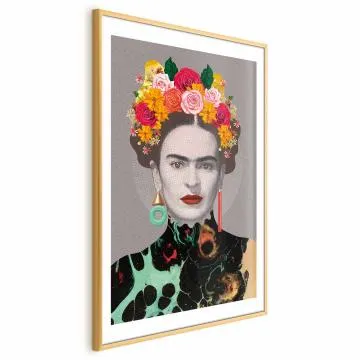 Plakat Majestatyczna Frida 21x30 cm z ramą złotą z marginesem