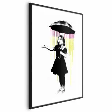 Plakat Dziewczynka z parasolką 40x60 cm z ramą czarną z marginesem