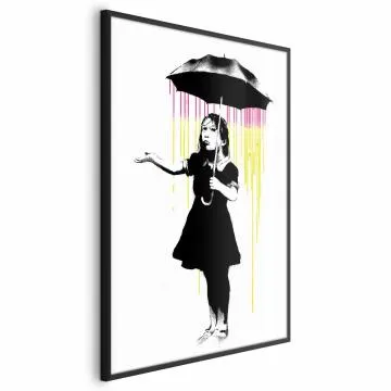 Plakat Dziewczynka z parasolką 29,7x42 cm z ramą czarną bez marginesu