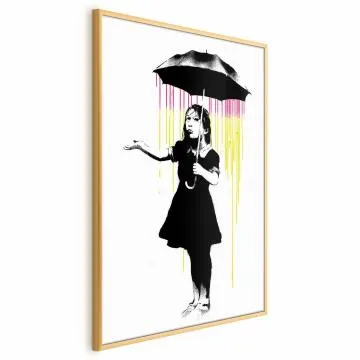 Plakat Dziewczynka z parasolką 40x60 cm z ramą złotą bez marginesu