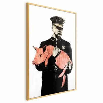 Plakat Policyjna świnia 40x60 cm z ramą złotą bez marginesu