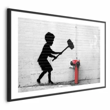 Plakat Zniszczyć hydrant 42x29,7 cm z ramą czarną z marginesem