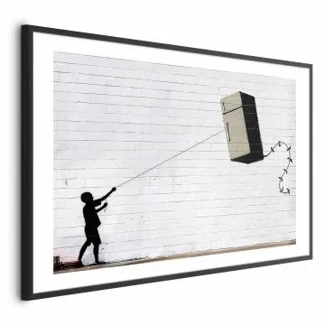 Plakat Latająca lodówka 90x60 cm z ramą czarną z marginesem
