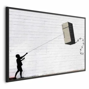 Plakat Latająca lodówka 90x60 cm z ramą czarną bez marginesu