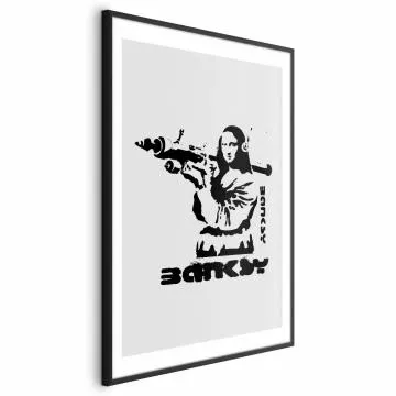 Plakat Mona Lisa z bazuką 40x60 cm z ramą czarną z marginesem