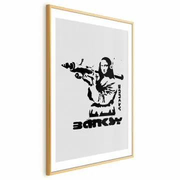 Plakat Mona Lisa z bazuką 40x60 cm z ramą złotą z marginesem