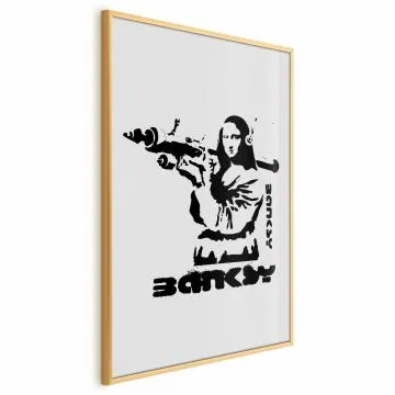 Plakat Mona Lisa z bazuką 60x90 cm z ramą złotą bez marginesu