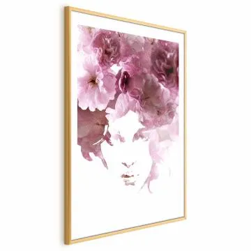 Plakat Kwieciste spojrzenie 29,7x42 cm z ramą złotą z marginesem