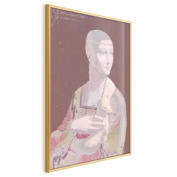Plakat Pastelowa dama 40x60 cm z ramą złotą bez marginesu