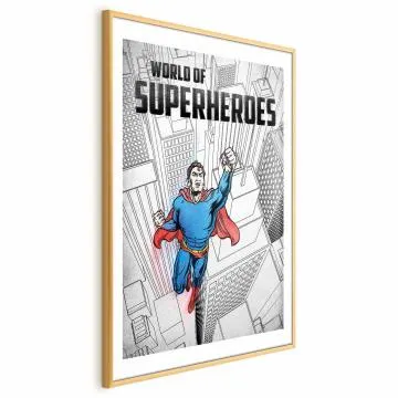 Plakat Superheroes 40x60 cm z ramą złotą z marginesem