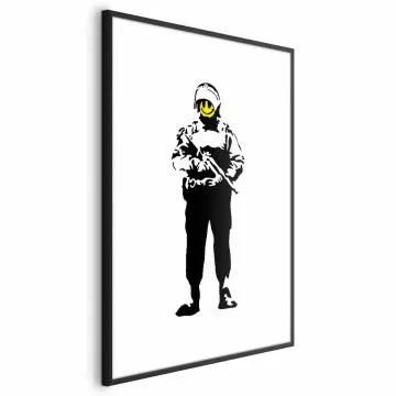 Plakat Uśmiechnięty policjant 29,7x42 cm z ramą czarną z marginesem