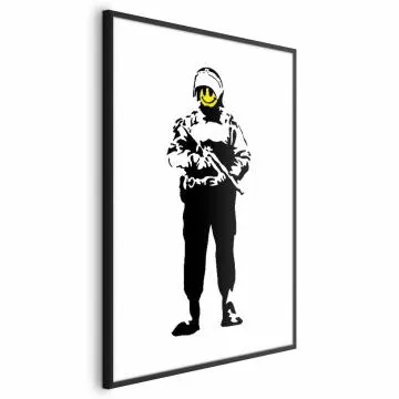 Plakat Uśmiechnięty policjant 21x30 cm z ramą czarną bez marginesu