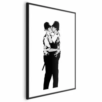 Plakat Kissing Coppers 40x60 cm z ramą czarną z marginesem