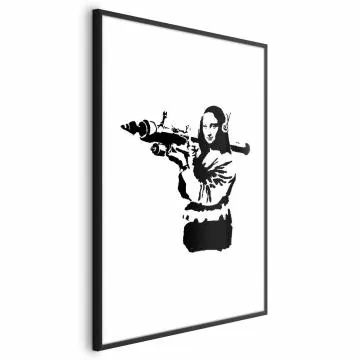 Plakat Banksy Mona Lisa 21x30 cm z ramą czarną z marginesem