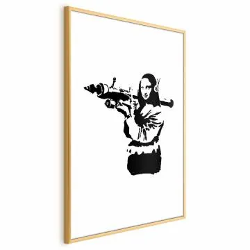 Plakat Banksy Mona Lisa 29,7x42 cm z ramą złotą z marginesem