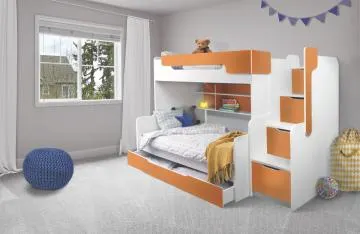 Łóżko wielofunkcyjne CISA 200x120 białe/pomarańczowe