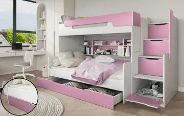 Łóżko wielofunkcyjne CISA 200x120 białe/różowe