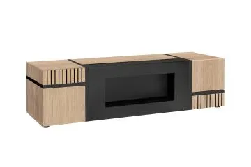 Szafka RTV CROSS 150 hickory jackson/czarna z biokominkiem