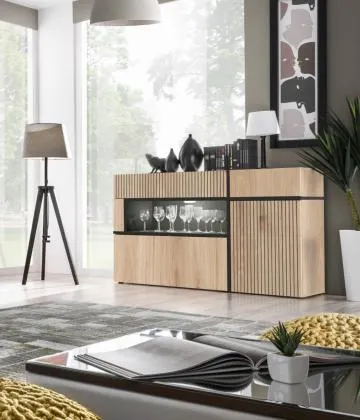 Komoda CROSS 150 LED hickory jackson/czarna