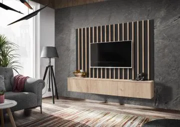 Szafka RTV VERTI 180 hickory jackson + panel ścienny