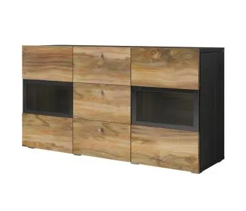 Komoda BAROS 2D3S 132cm orzech/czarna
