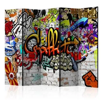 Parawan akustyczny Street art 225x172 cm 5-częściowy czerwony