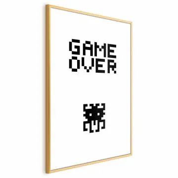 Plakat Game over 21x30 cm z ramą złotą z marginesem
