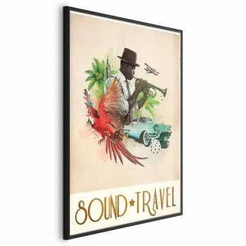 Plakat Sound Travel 60x90 cm z ramą czarną bez marginesu