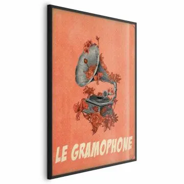Plakat Gramofon 40x60 cm z ramą czarną bez marginesu