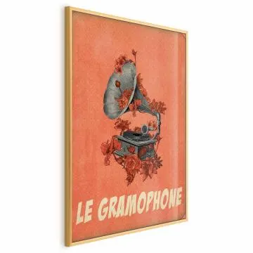 Plakat Gramofon 29,7x42 cm z ramą złotą bez marginesu