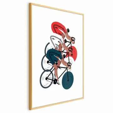 Plakat Wyścig kolarski 60x90 cm z ramą złotą bez marginesu