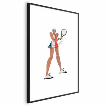 Plakat Tenisistka z rakietą 21x30 cm z ramą czarną z marginesem