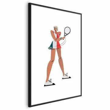 Plakat Tenisistka z rakietą 21x30 cm z ramą czarną bez marginesu