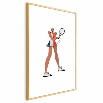 Plakat Tenisistka z rakietą 21x30 cm z ramą złotą z marginesem