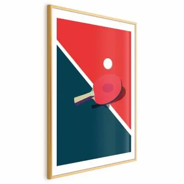 Plakat Tenis stołowy 21x30 cm z ramą złotą z marginesem