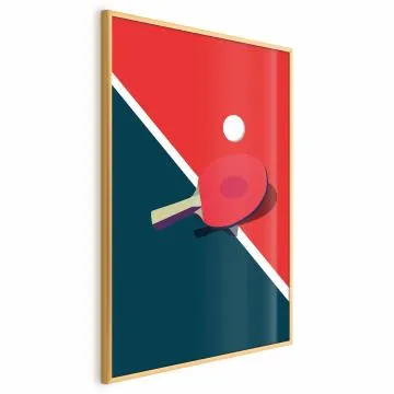 Plakat Tenis stołowy 21x30 cm z ramą złotą bez marginesu