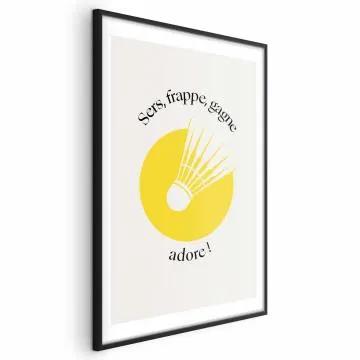 Plakat Lotka do badmintona 21x30 cm z ramą czarną z marginesem