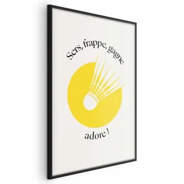 Plakat Lotka do badmintona 21x30 cm z ramą czarną bez marginesu