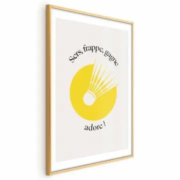 Plakat Lotka do badmintona 21x30 cm z ramą złotą z marginesem