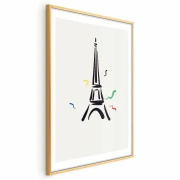Plakat Wieża Eiffla 29,7x42 cm z ramą złotą z marginesem