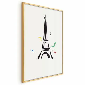 Plakat Wieża Eiffla 29,7x42 cm z ramą złotą bez marginesu