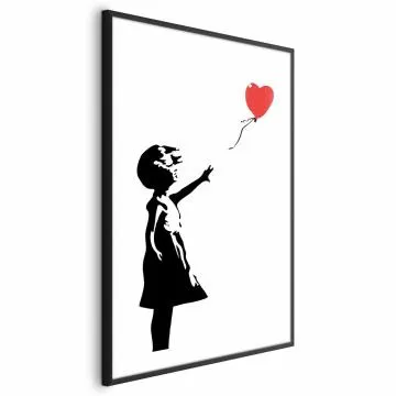 Plakat Dziewczynka z balonem 29,7x42 cm z ramą czarną z marginesem
