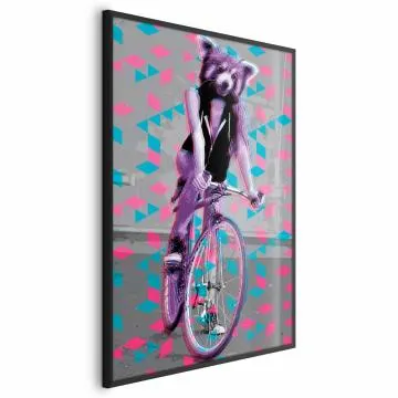 Plakat Szop na rowerze 60x90 cm z ramą czarną bez marginesu