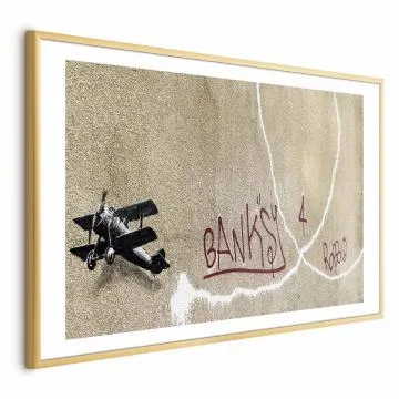 Plakat Dwupłatowiec 42x29,7 cm z ramą złotą z marginesem