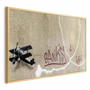 Plakat Dwupłatowiec 60x40 cm z ramą złotą bez marginesu