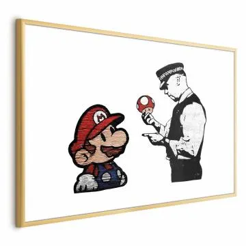 Plakat Banksy: Grzybiarz 90x60 cm z ramą złotą z marginesem