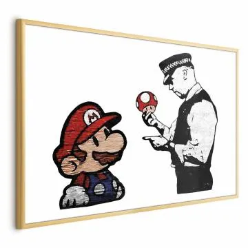 Plakat Banksy: Grzybiarz 60x40 cm z ramą złotą bez marginesu