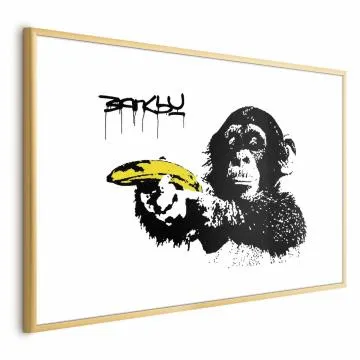 Plakat Banksy: Małpa 30x21 cm z ramą złotą z marginesem