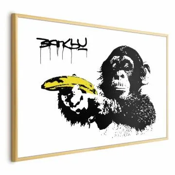 Plakat Banksy: Małpa 30x21 cm z ramą złotą bez marginesu